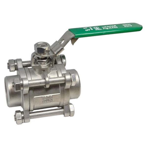 Кран шаровой трехсоставной приварной нержавеющий PN16, шар-нж сталь 304, PTFE